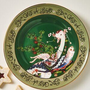 Anthropologie Whimsical Phannapast 12 Days Christmas Dessert Plate 6 Geese A Lay